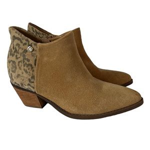 Yellow Box Danika Camel Tan Leather Suede Ankle Boots Women’s Size 9